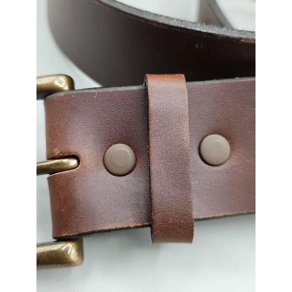 Men's Brown Italian Calf Belt Made in USA Brass Buckle 38 1.5